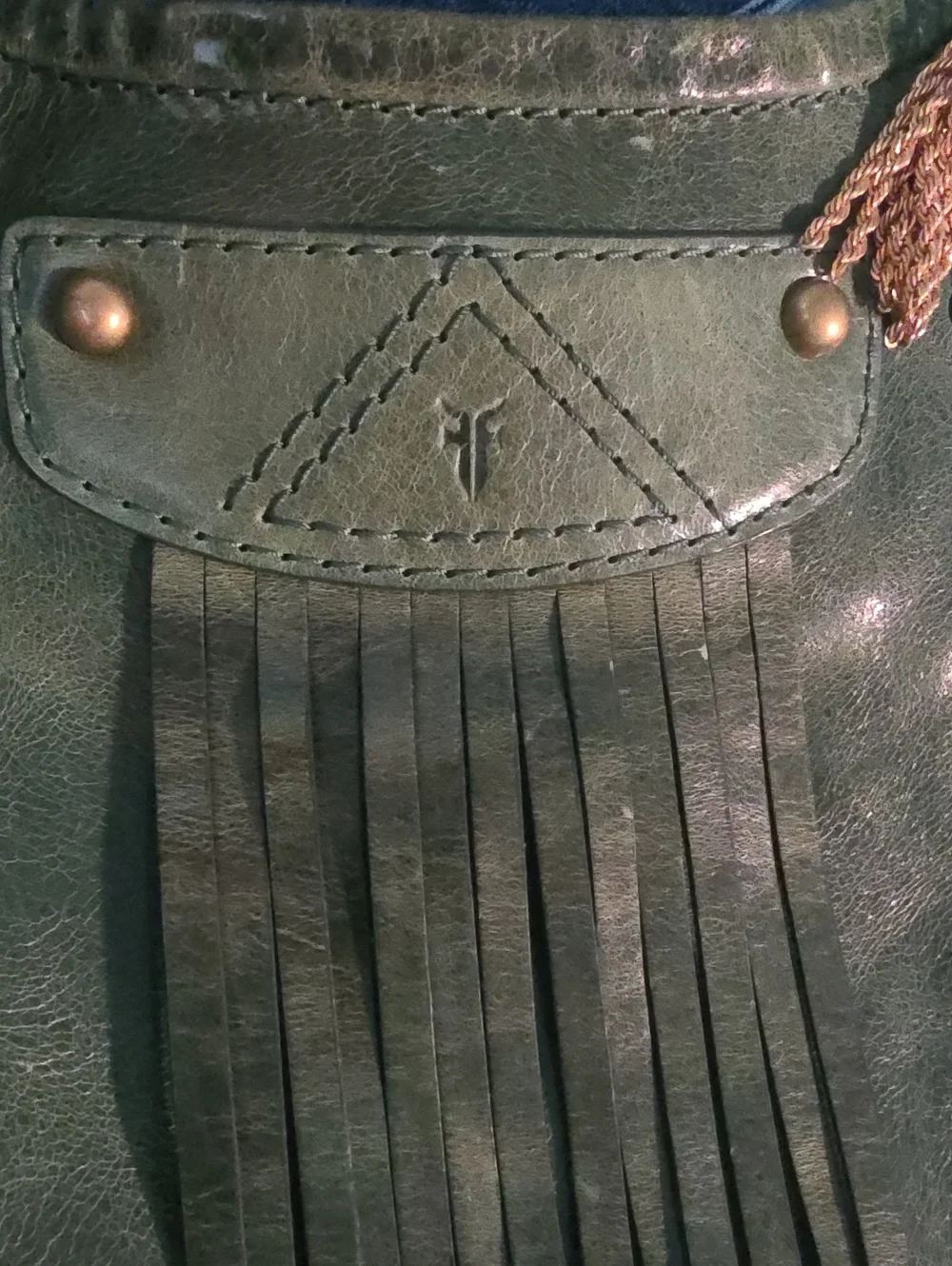 Frye Jade Layla Whipstitch XL Hobo Purse Western distressed green leather Bag